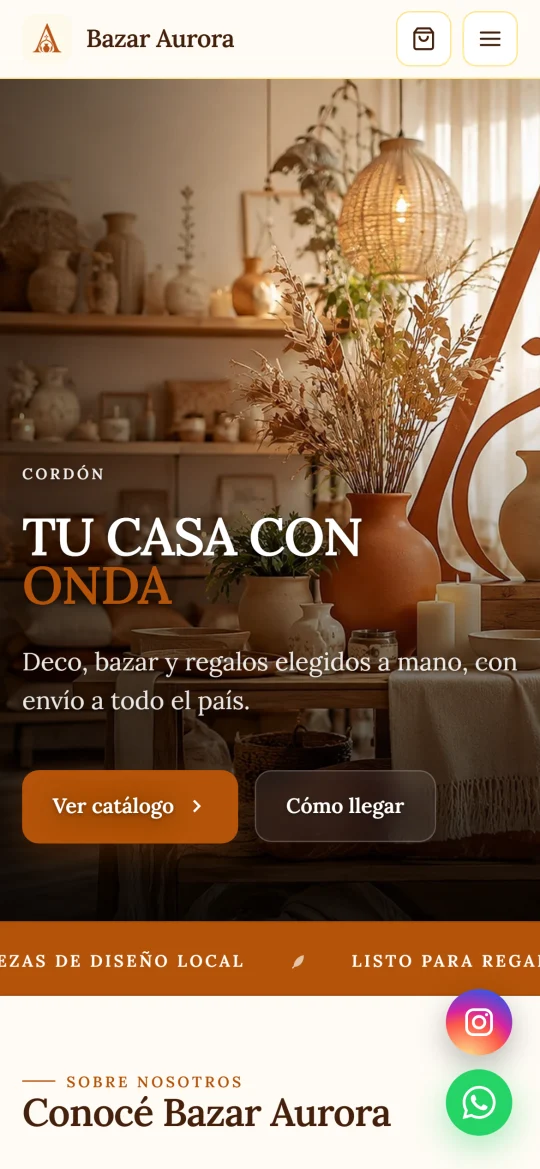 Tienda online de Bazar Aurora en el celular